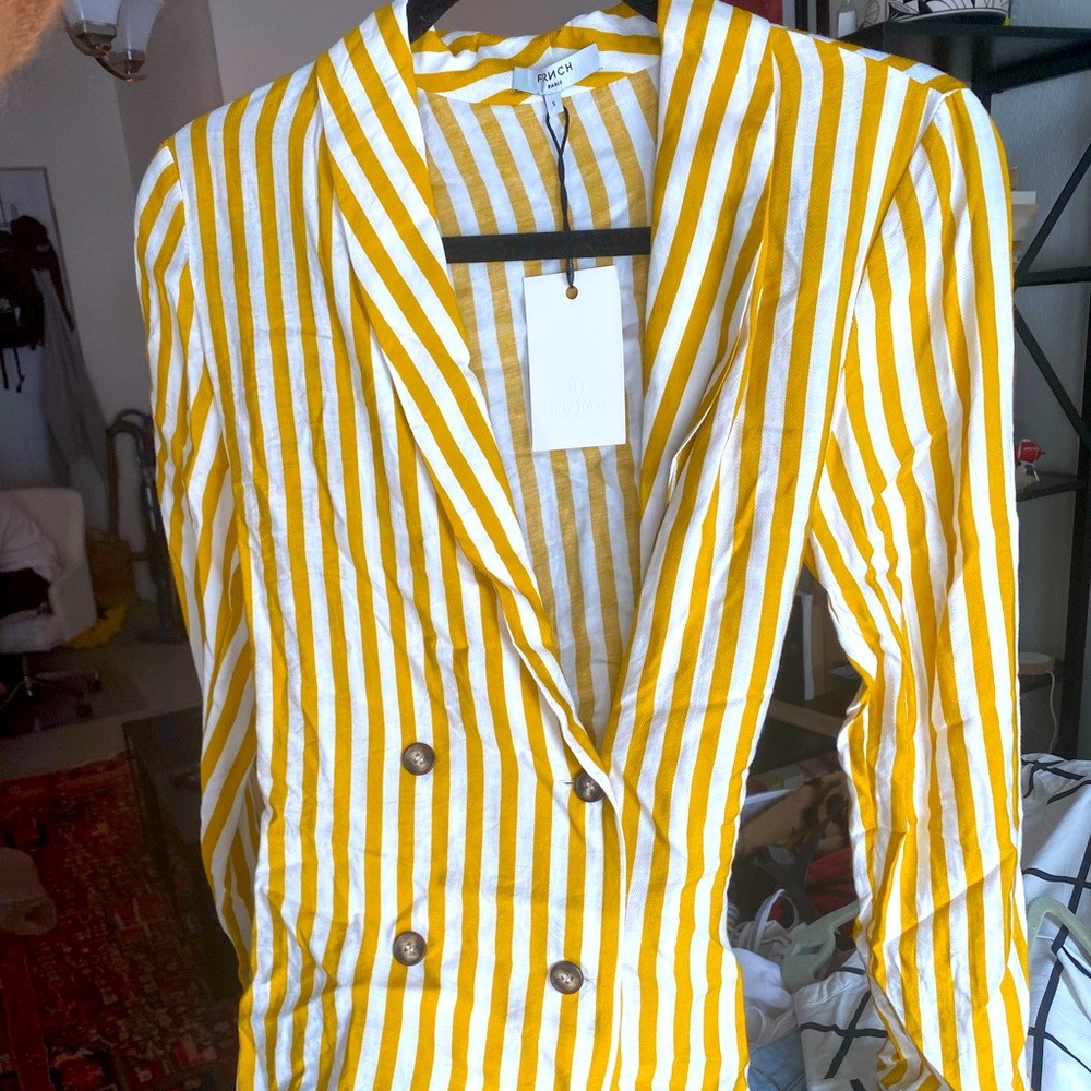 FRNCH Caly stripe button blazer top
